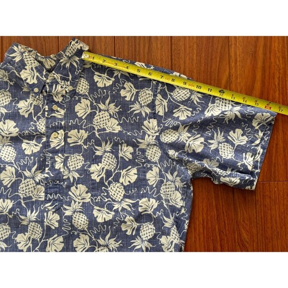 Reyn Spooner Hawaiian Shirt Large Blue Floral Pineapple Short Sleeve Classic Fit - Picture 10 of 12